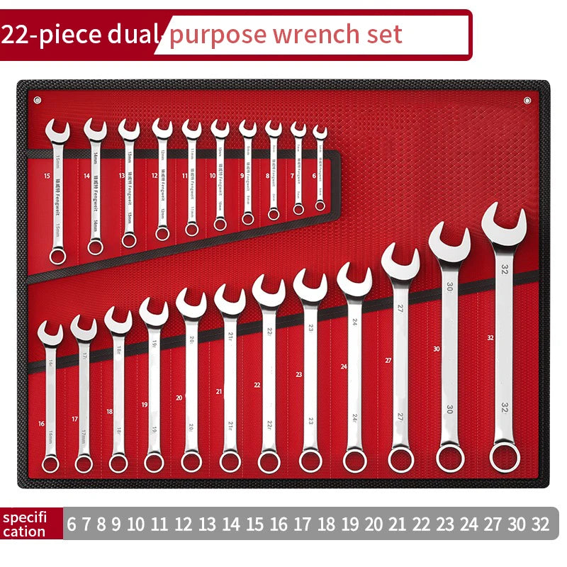Wrench Set with Roll-Up Pouch, 6-24mm, - Hiddengem