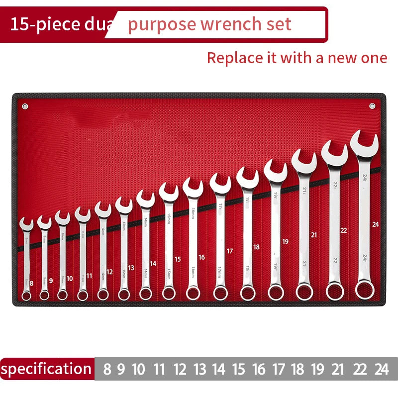 Wrench Set with Roll-Up Pouch, 6-24mm, - Hiddengem