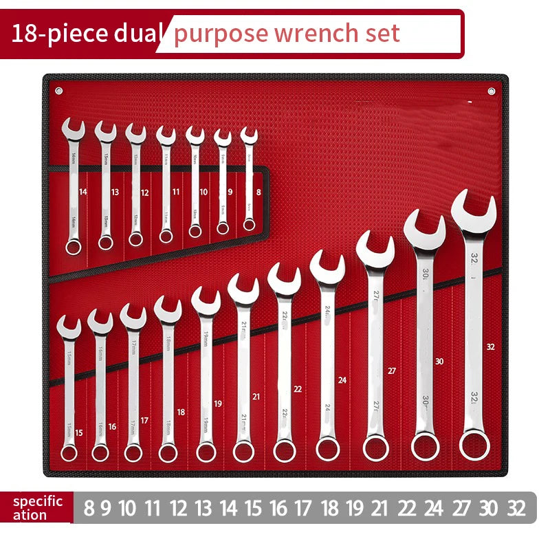 Wrench Set with Roll-Up Pouch, 6-24mm, - Hiddengem