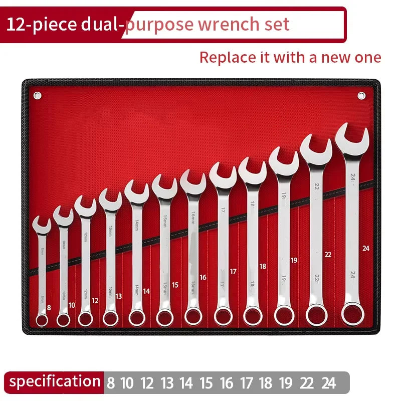 Wrench Set with Roll-Up Pouch, 6-24mm, - Hiddengem