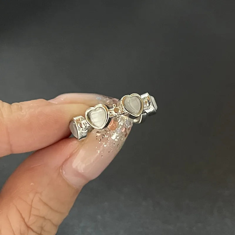 Crystal Rings Kpop Heart Punk Vintage Rings Set - Hiddengem