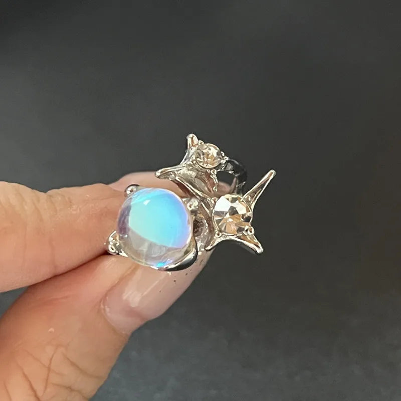 Crystal Rings Kpop Heart Punk Vintage Rings Set - Hiddengem