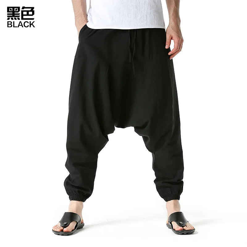 Men Hiphop Harem Pants Baggy Casual Yoga Loose Drop Crotch Trouser