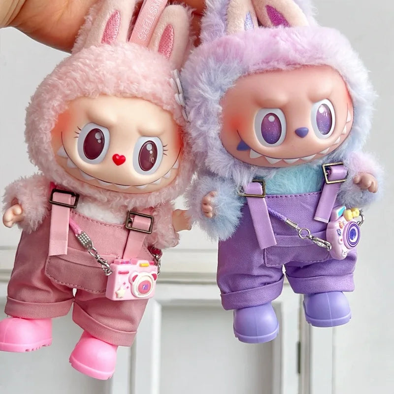 For Labubu clothing set includes headphones waist belt pants and accessories