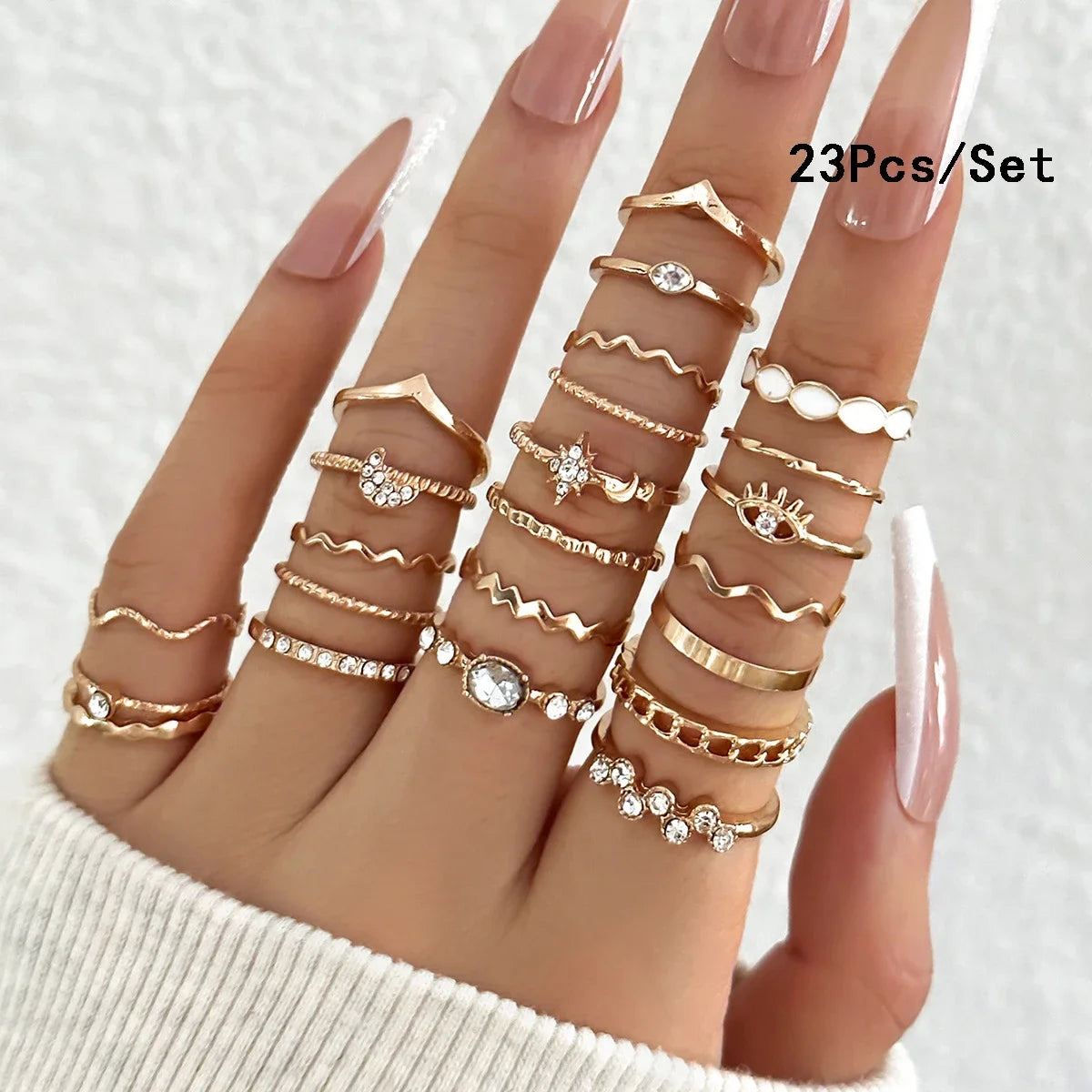 30Pcs Bohemian Geometric Knuckle Rings - Hiddengem