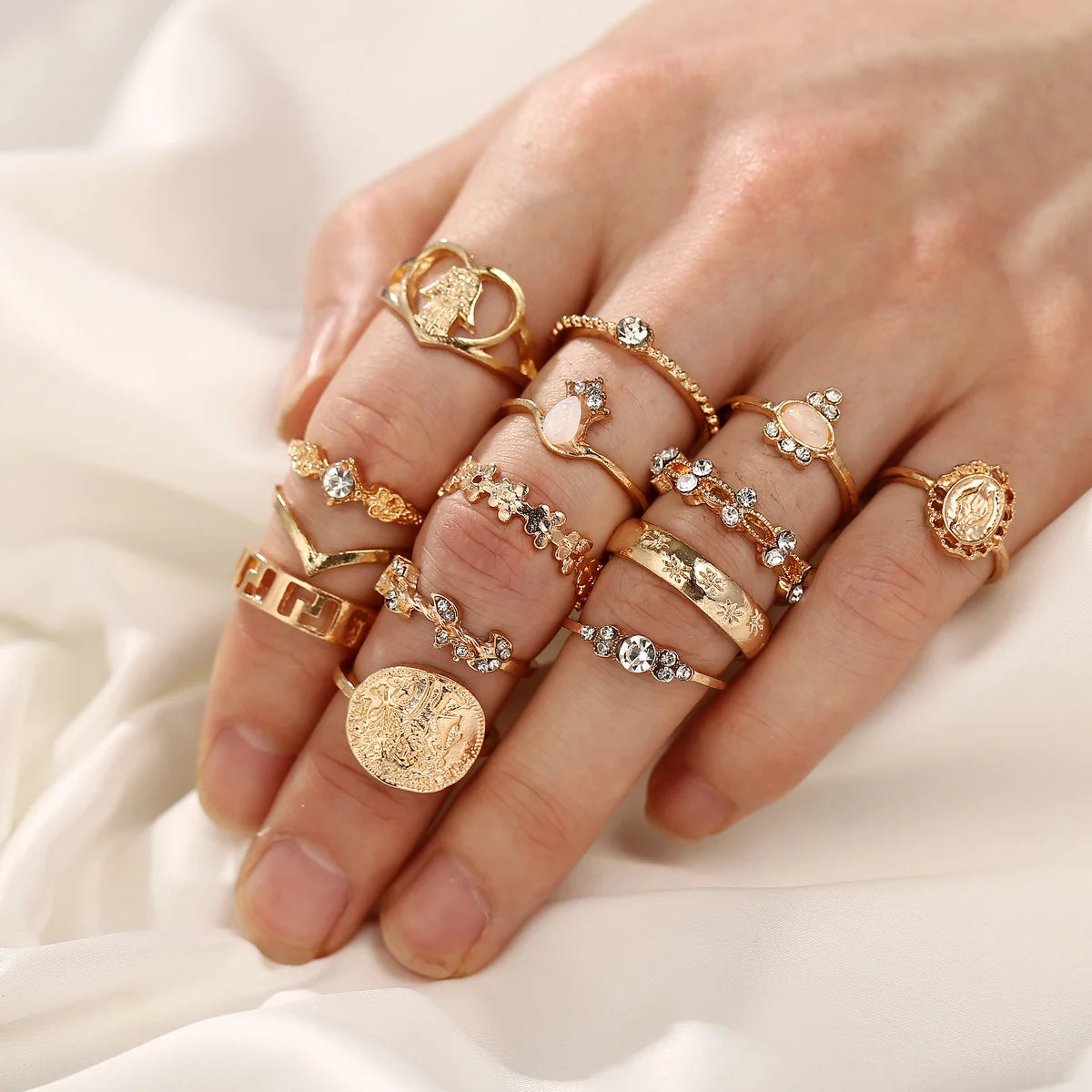 15Pcs Vintage Rings Set - Hiddengem
