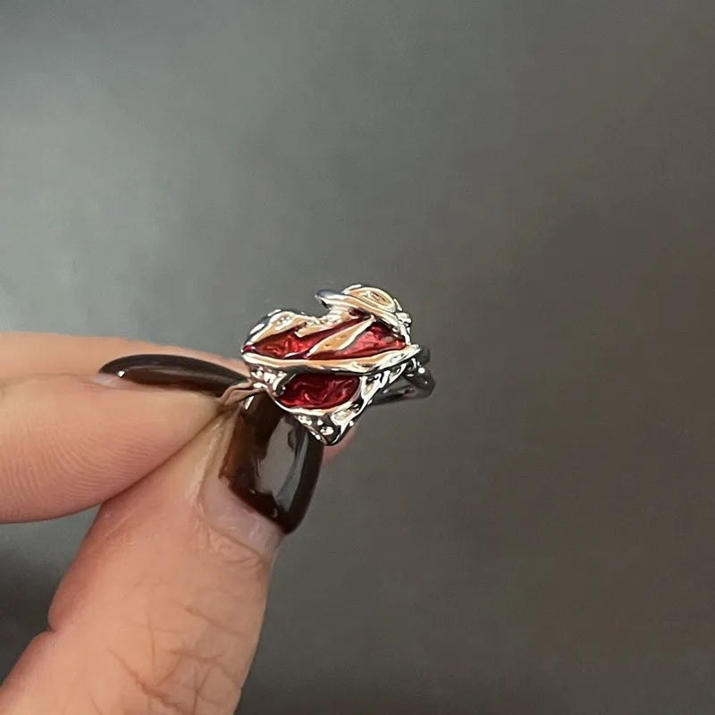 Crystal Rings Kpop Heart Punk Vintage Rings Set - Hiddengem