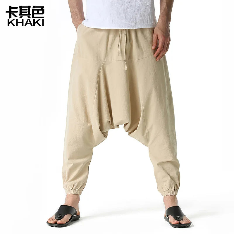 Men Hiphop Harem Pants Baggy Casual Yoga Loose Drop Crotch Trouser