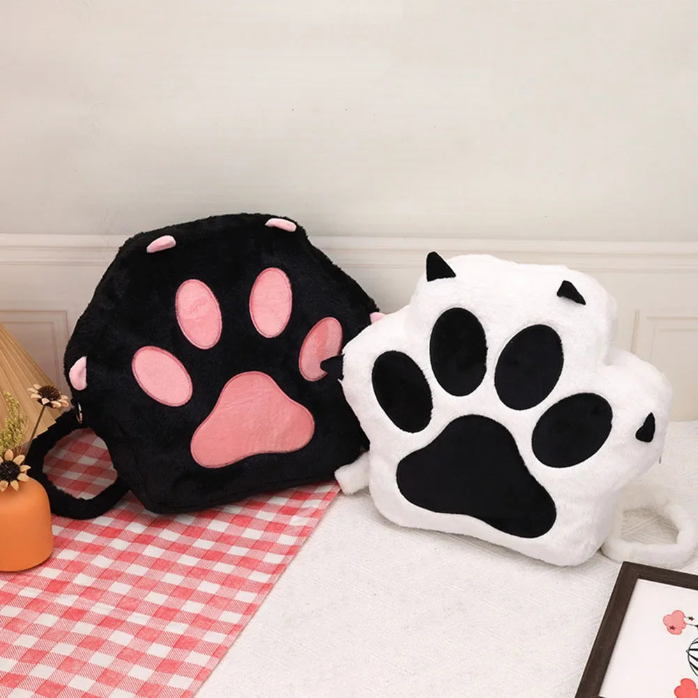 Cute Cat Paw Plush Backpack - Hiddengem