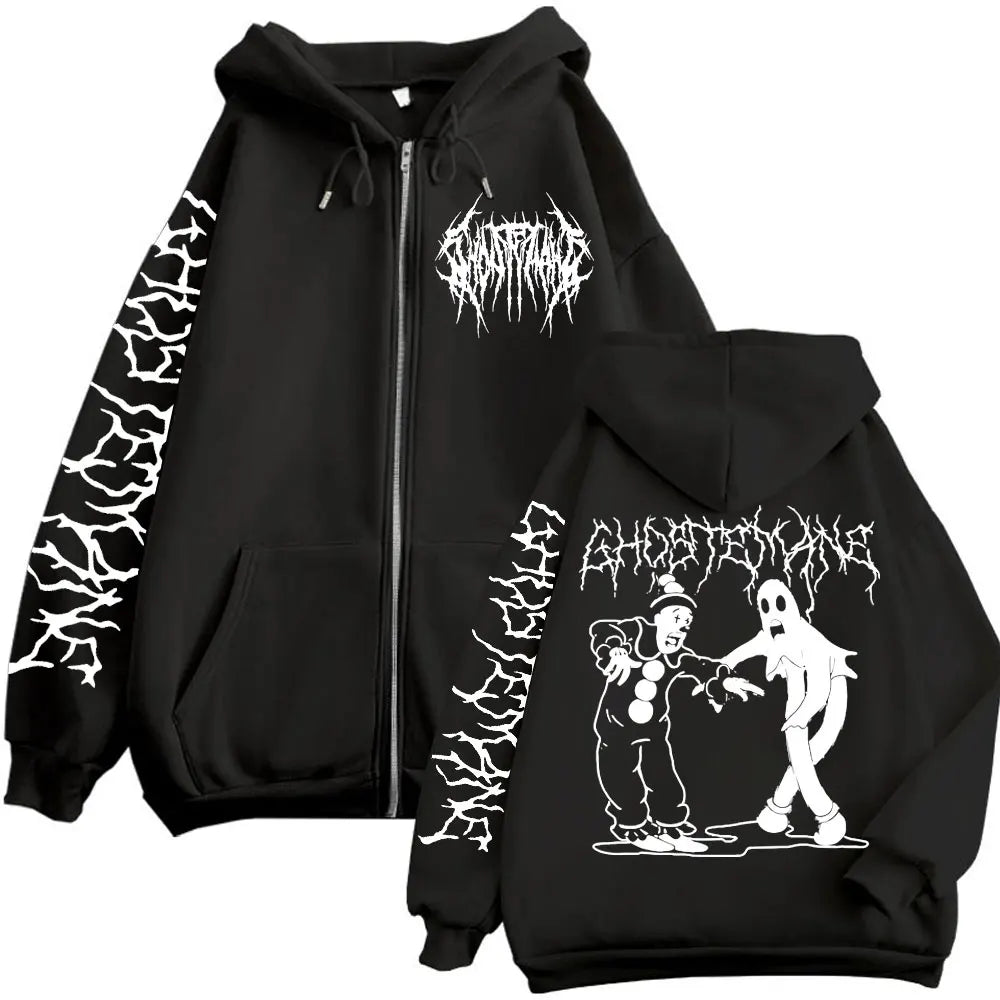 Ghostemane Print Zipper Hoodie