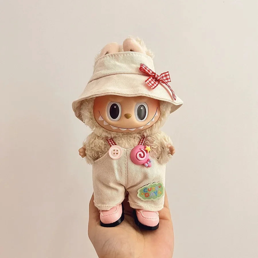 2025 New Labubu Clothing Popular New Products Fashion Velcro 17cm Doll Cute Dress Casual Set Skirt Plush Toy Clothing