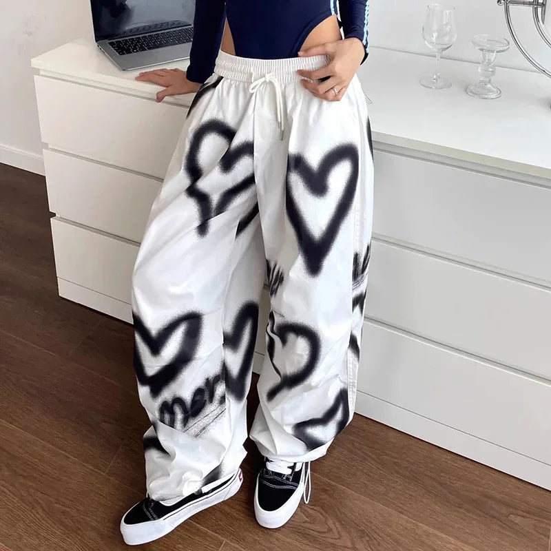 Ladies American Hip Hop Love Graff Casual Pants