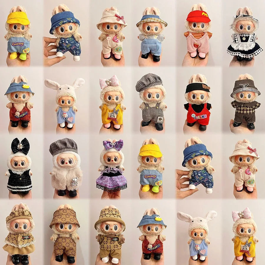 2025 New Labubu Clothing Popular New Products Fashion Velcro 17cm Doll Cute Dress Casual Set Skirt Plush Toy Clothing