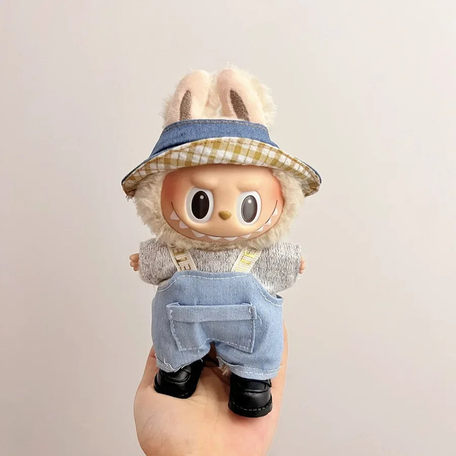 2025 New Labubu Clothing Popular New Products Fashion Velcro 17cm Doll Cute Dress Casual Set Skirt Plush Toy Clothing