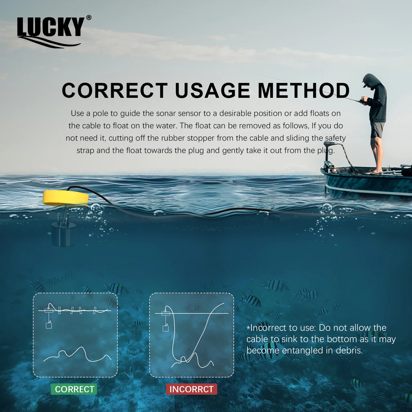 FFC1108-1 Alarm 100M Portable Sonar Fish Finders 45 degrees - Hiddengem