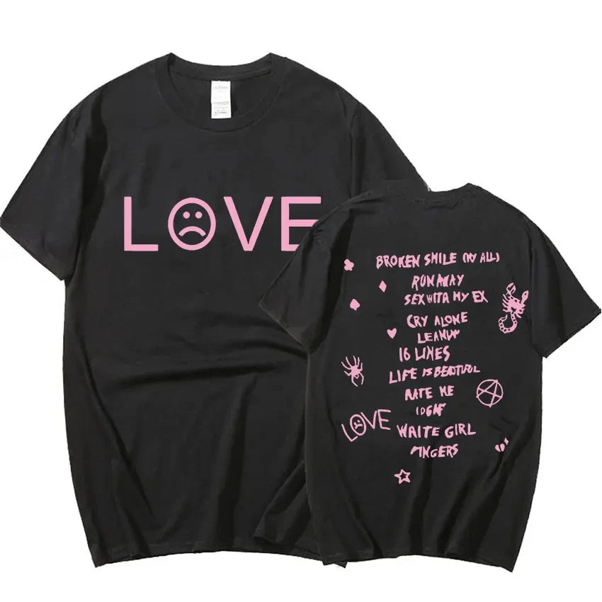Lil Peep Sus Boy Pink Graphic T Shirt Men's Cool Hip Hop Rapper T-Shirt Men Women Short Sleeve T Shirts Gothic Streetwear
