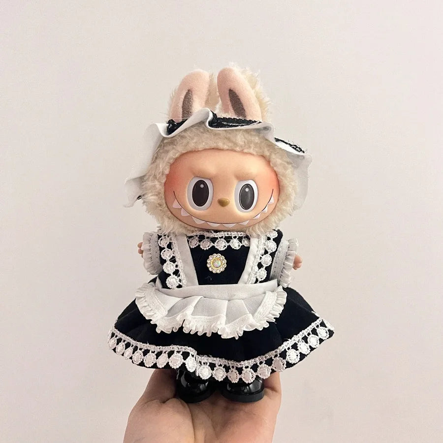 2025 New Labubu Clothing Popular New Products Fashion Velcro 17cm Doll Cute Dress Casual Set Skirt Plush Toy Clothing