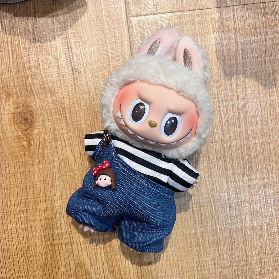 2025 New Labubu Clothing Popular New Products Fashion Velcro 17cm Doll Cute Dress Casual Set Skirt Plush Toy Clothing