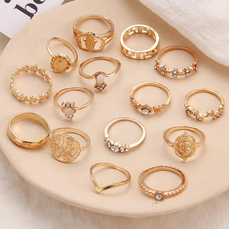 15Pcs Vintage Rings Set - Hiddengem