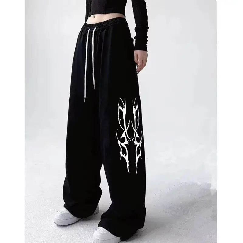 American Sweatpants Loose Straight Hiphop Jazz Dance Cotton Printed Wide-leg Pants Casual Lazy Style Hip-hop Sports Trousers