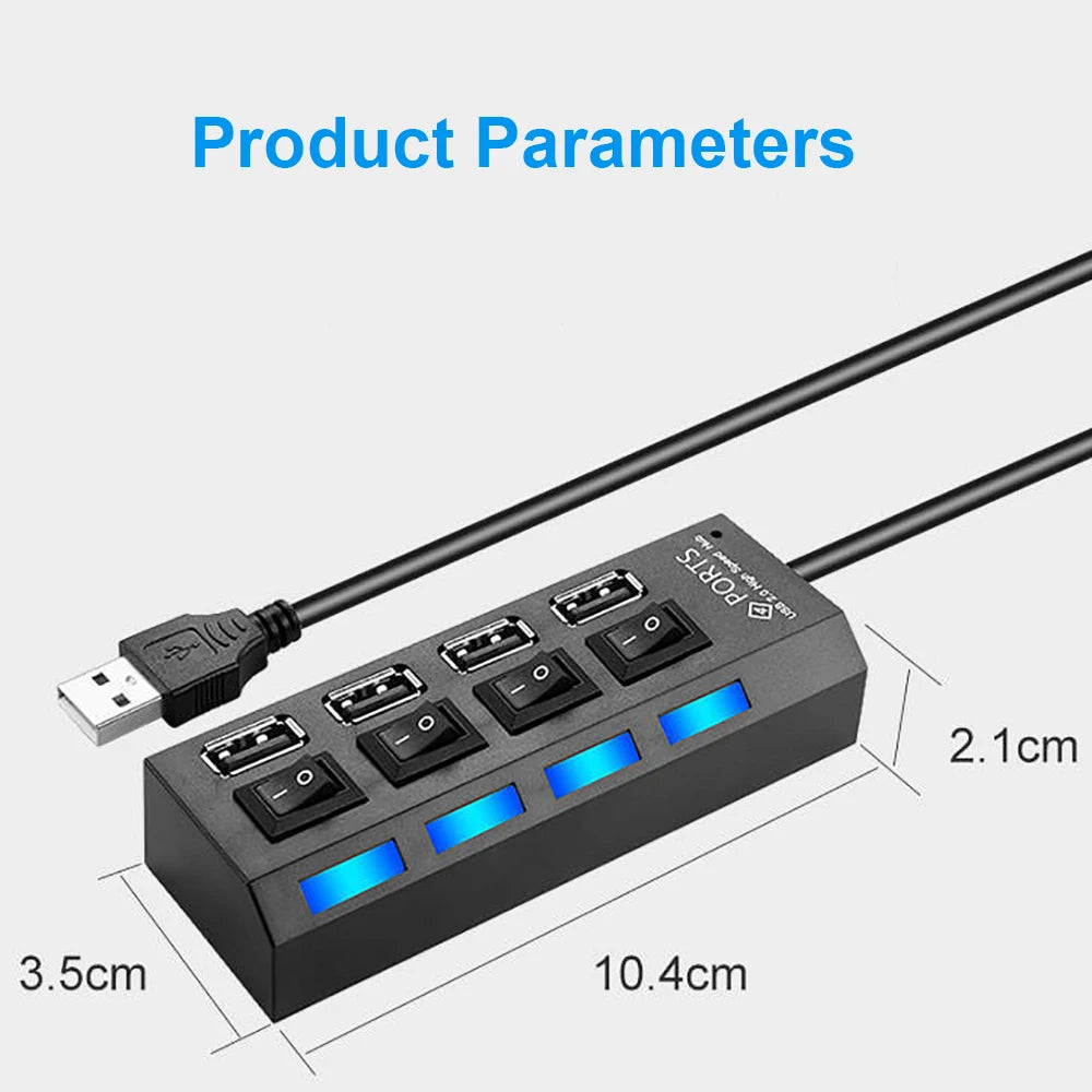4-IN-1 USB HUB USB Splitter USB 2.0 Adapter Multi HUB USB2.0 Extension HUB - Hiddengem