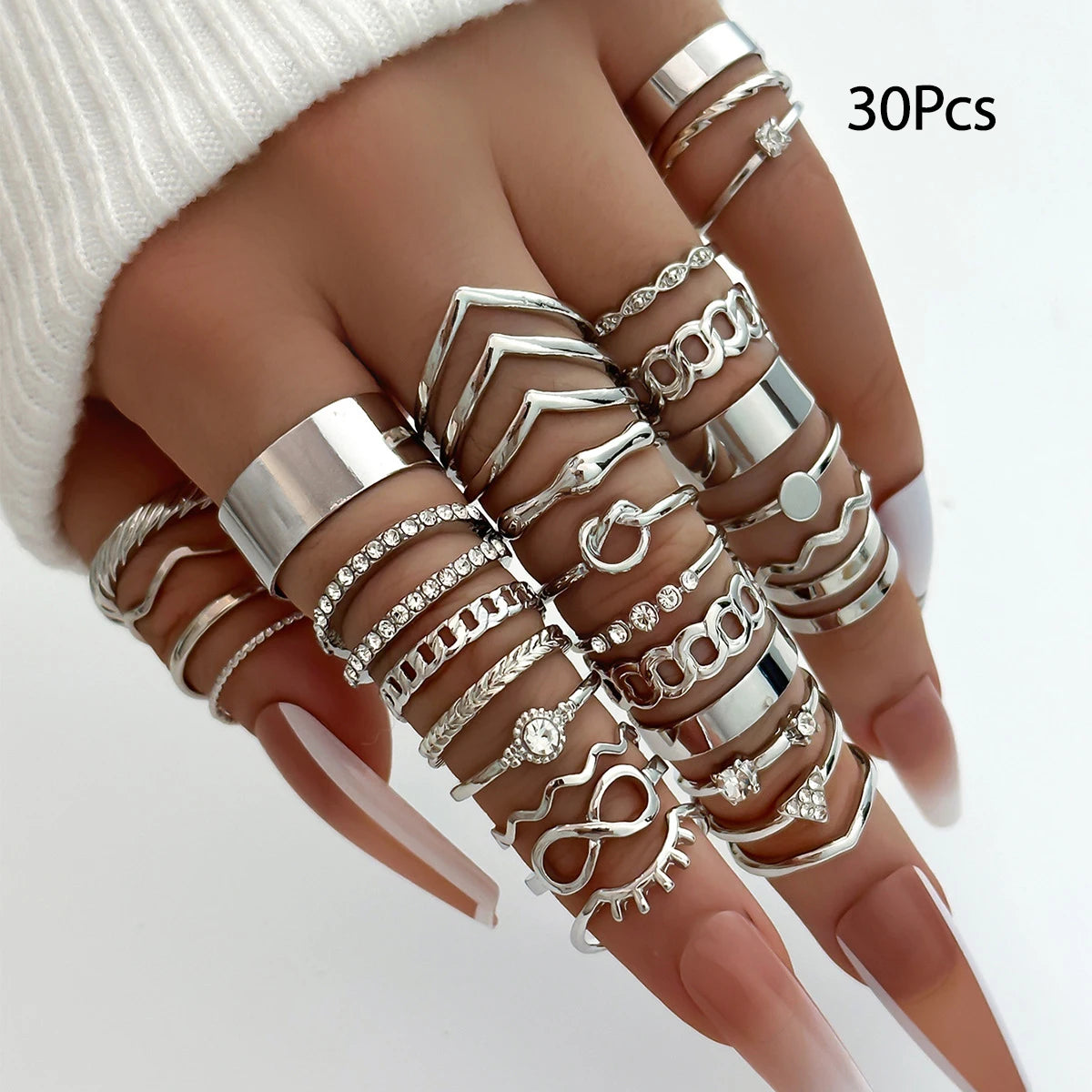 30Pcs Bohemian Geometric Knuckle Rings - Hiddengem