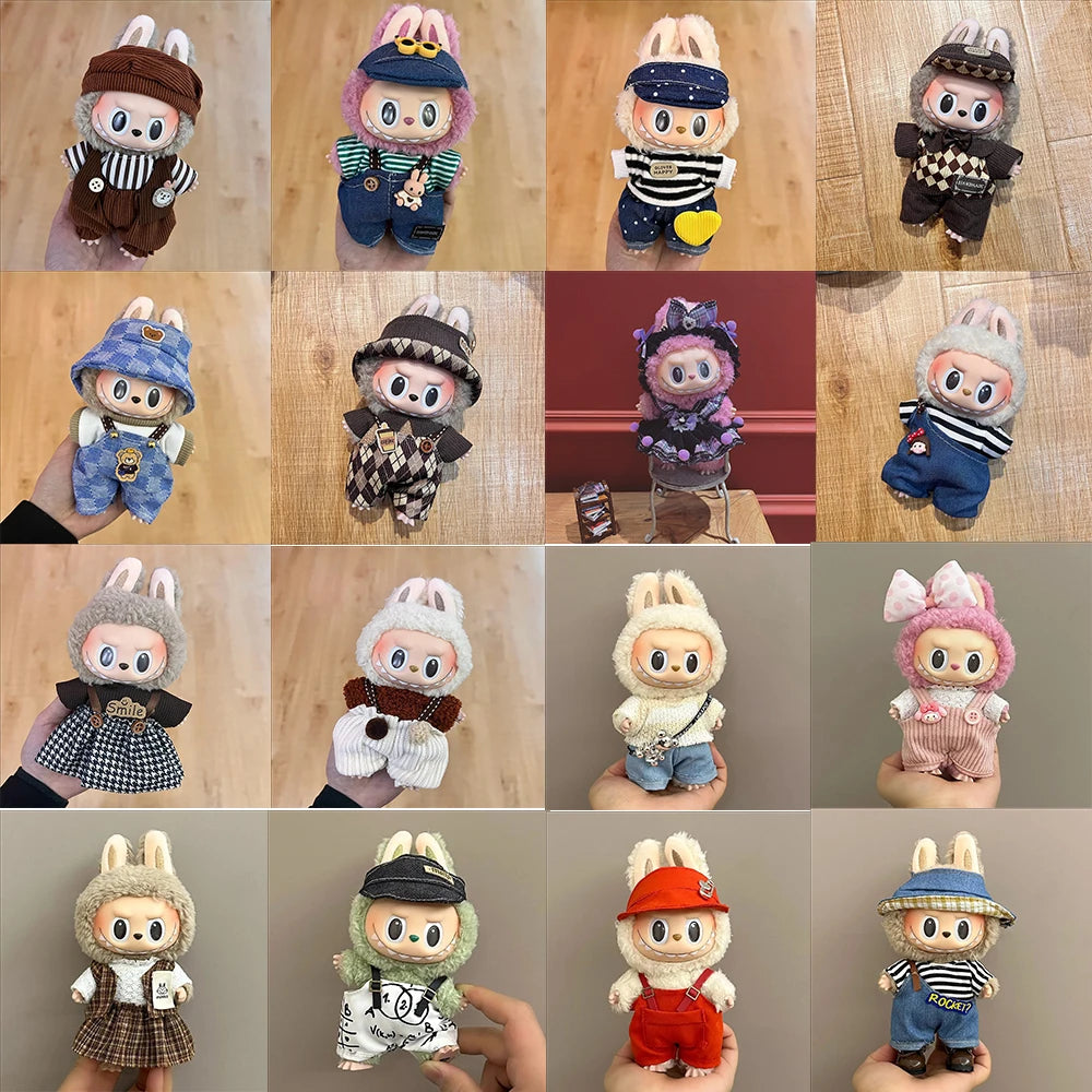 2025 New Labubu Clothing Popular New Products Fashion Velcro 17cm Doll Cute Dress Casual Set Skirt Plush Toy Clothing