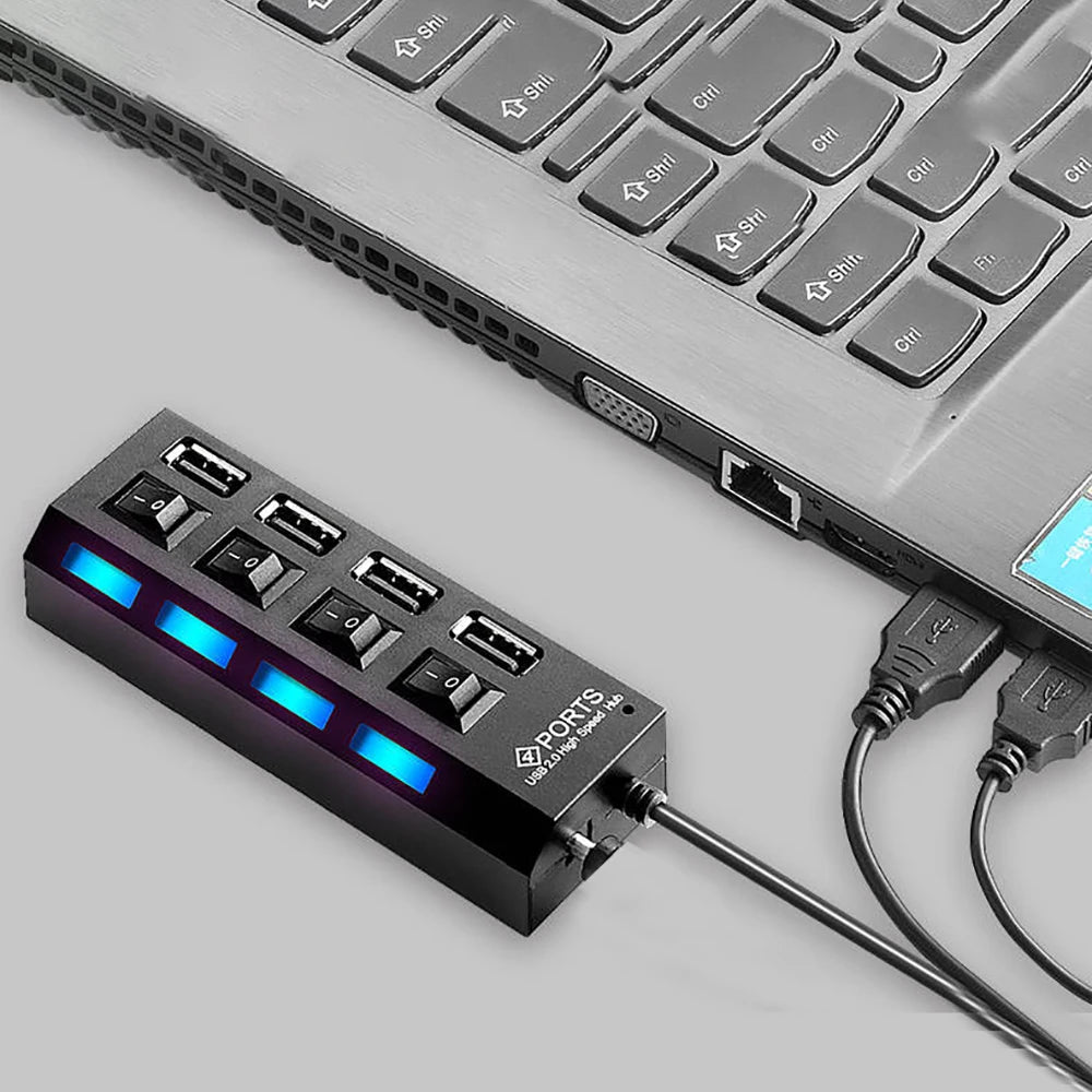 4-IN-1 USB HUB USB Splitter USB 2.0 Adapter Multi HUB USB2.0 Extension HUB - Hiddengem