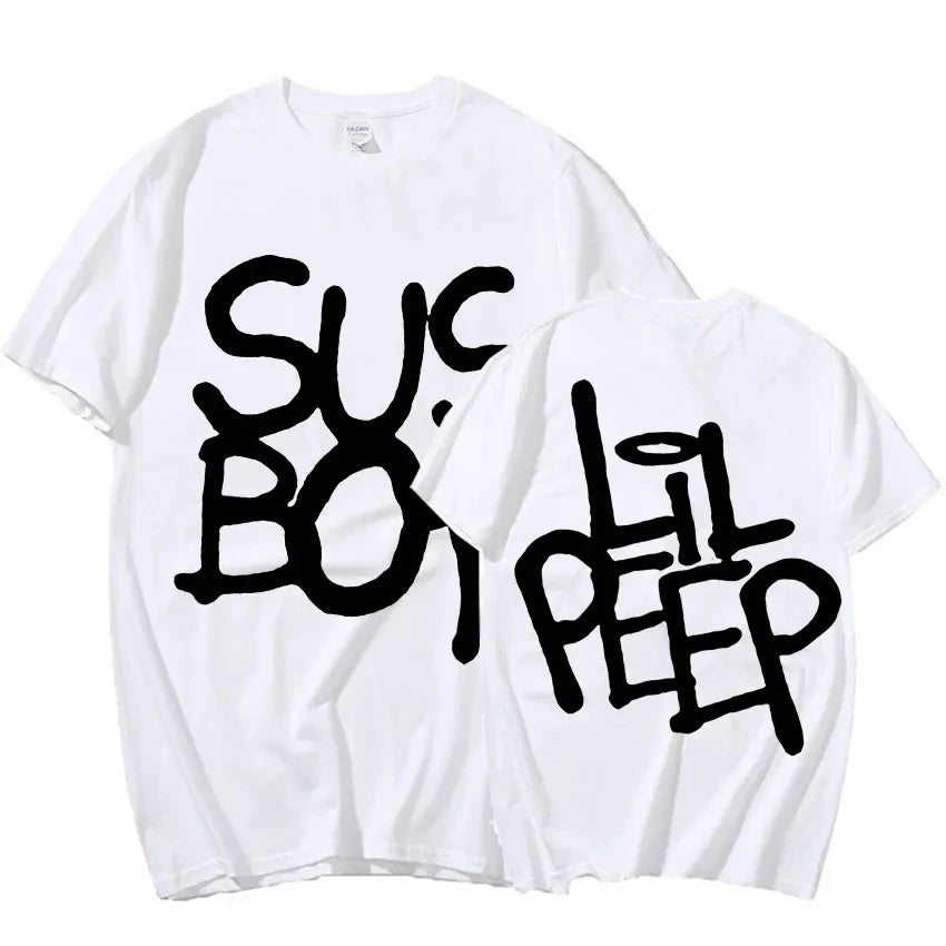 Lil Peep Sus Boy Pink Graphic T Shirt Men's Cool Hip Hop Rapper T-Shirt Men Women Short Sleeve T Shirts Gothic Streetwear