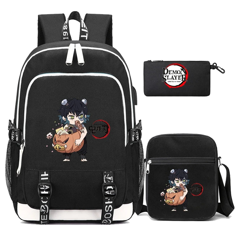 Demon Slayer Backpack Set - 3PC Anime School Bag Collection - Hiddengem