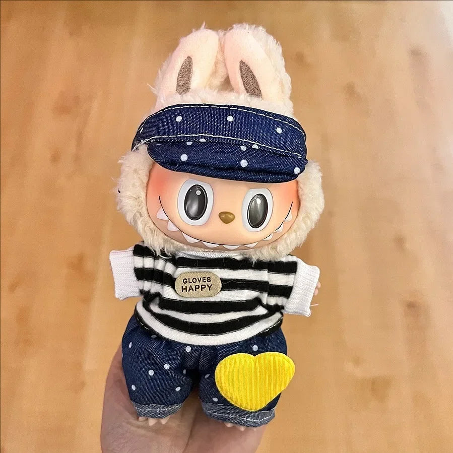 2025 New Labubu Clothing Popular New Products Fashion Velcro 17cm Doll Cute Dress Casual Set Skirt Plush Toy Clothing