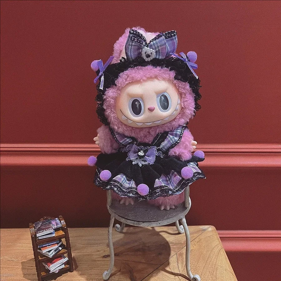 2025 New Labubu Clothing Popular New Products Fashion Velcro 17cm Doll Cute Dress Casual Set Skirt Plush Toy Clothing