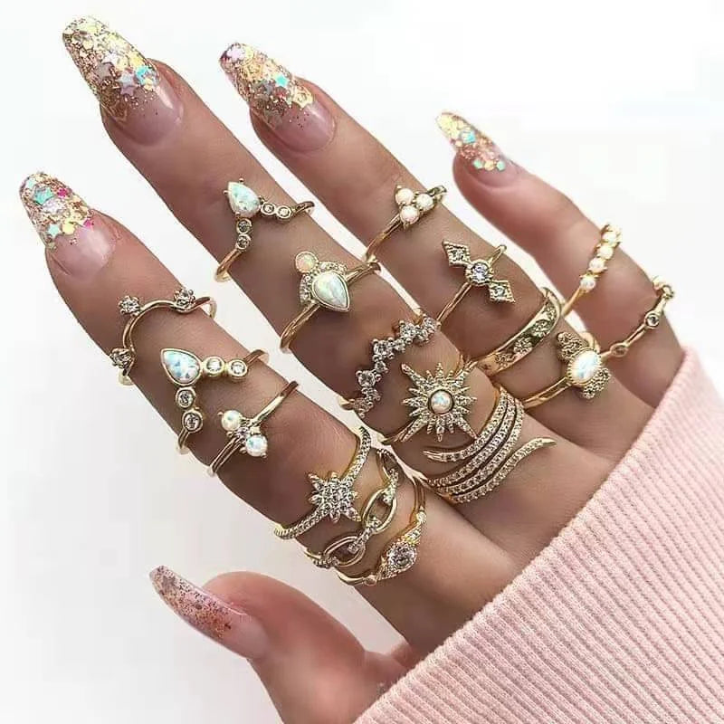 15Pcs Vintage Rings Set - Hiddengem