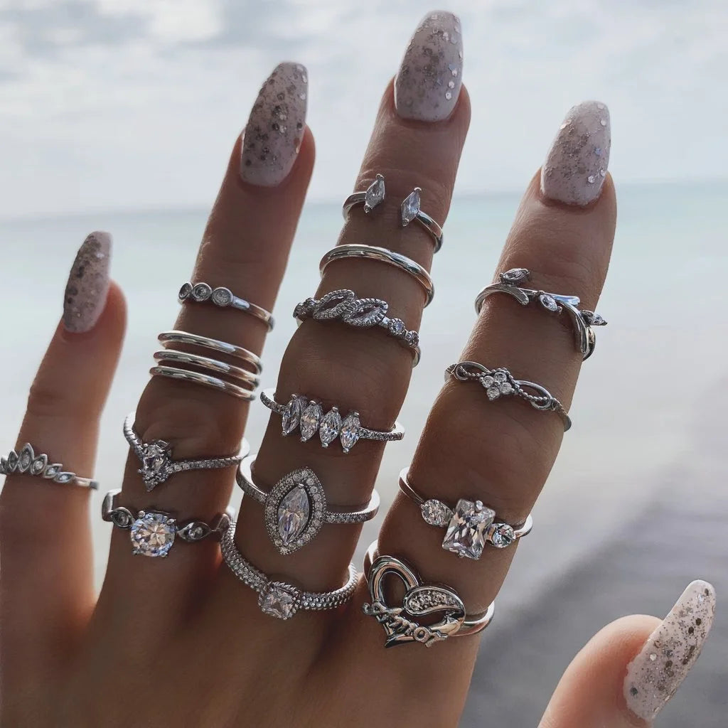 15Pcs Vintage Rings Set - Hiddengem