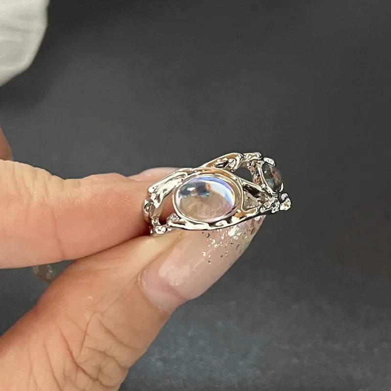 Crystal Rings Kpop Heart Punk Vintage Rings Set - Hiddengem