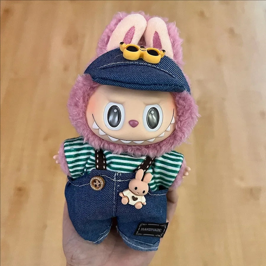 2025 New Labubu Clothing Popular New Products Fashion Velcro 17cm Doll Cute Dress Casual Set Skirt Plush Toy Clothing
