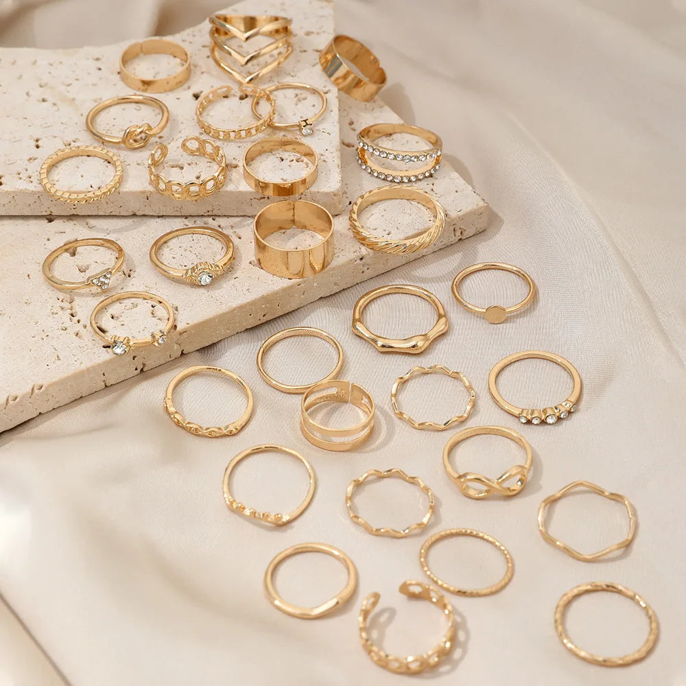 30Pcs Bohemian Geometric Knuckle Rings - Hiddengem