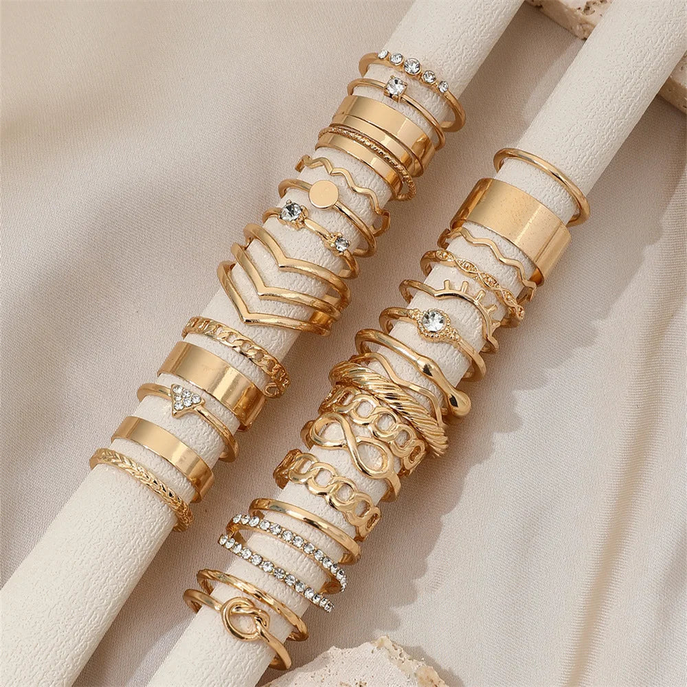 30Pcs Bohemian Geometric Knuckle Rings - Hiddengem