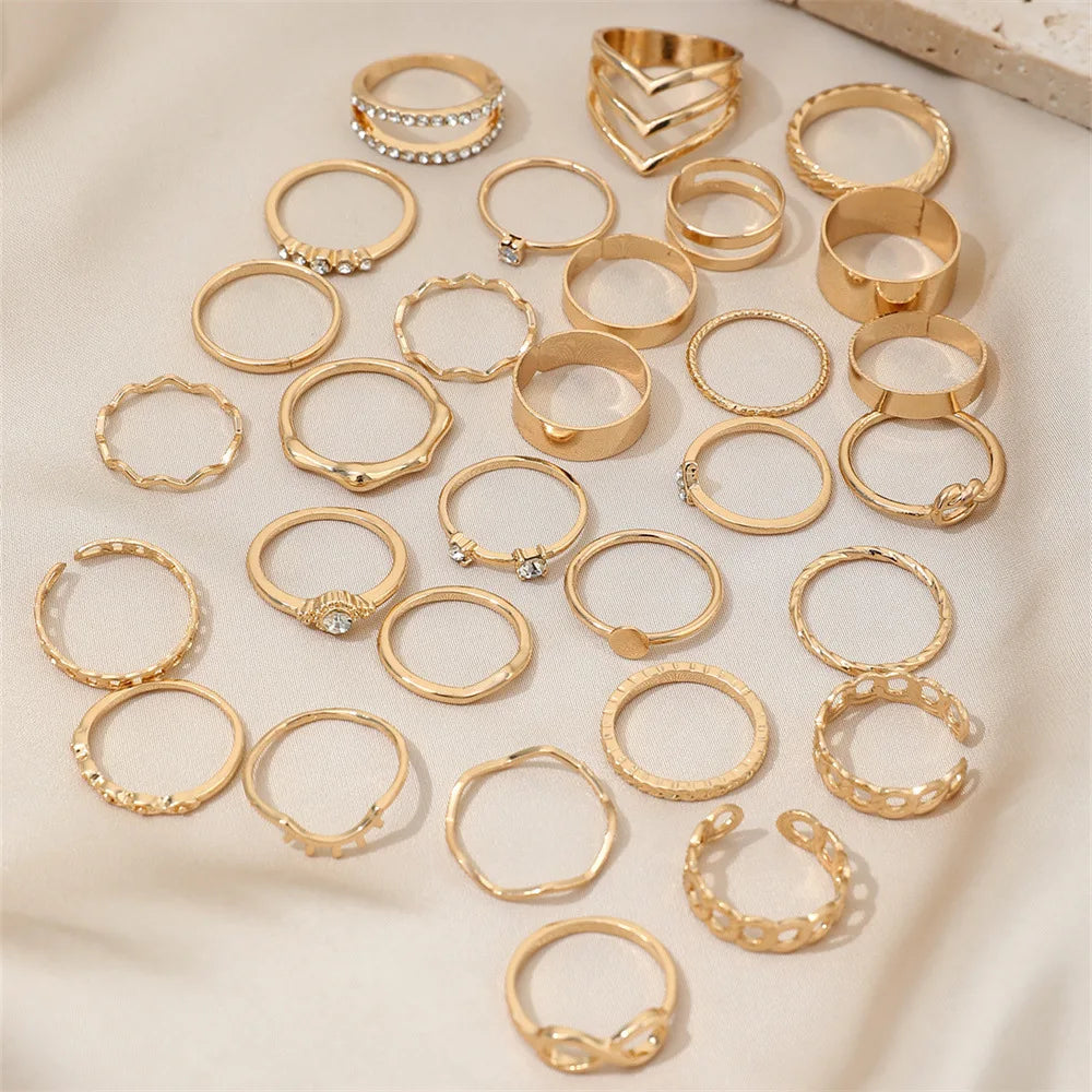 30Pcs Bohemian Geometric Knuckle Rings - Hiddengem