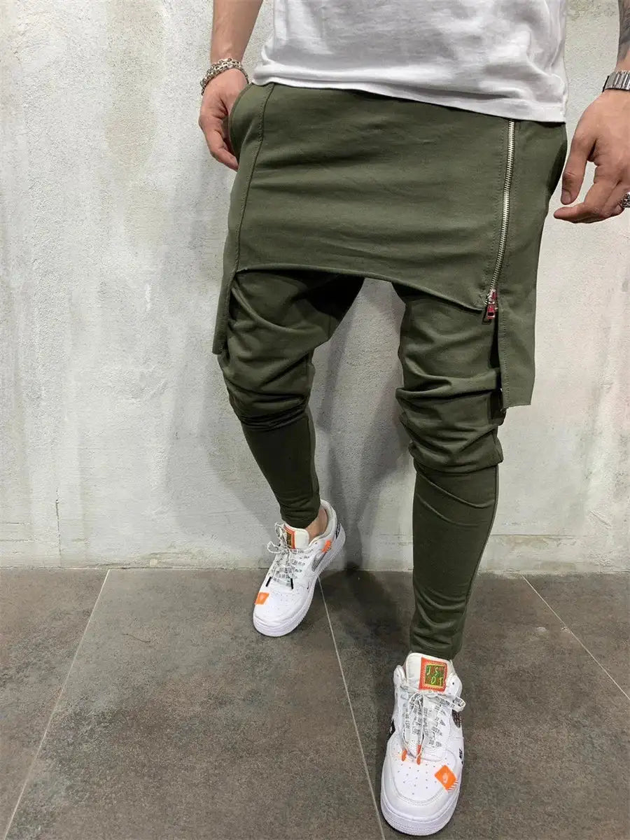 Hip Hop Trend Men Trousers Slim Fit Streetwear Sports Pencil Pants Men's Casual Sweatpants Male Irregular Zipper Joggers
