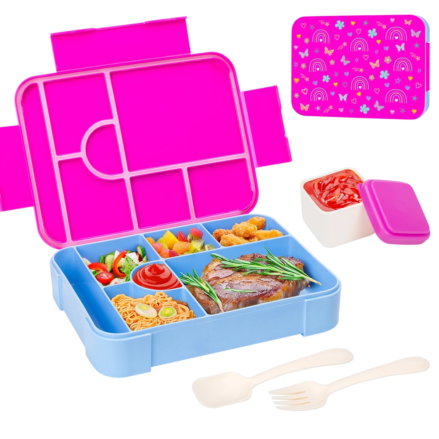 1330ml Adorable Pattern Kids Portable Divided Lunchbox - Hiddengem