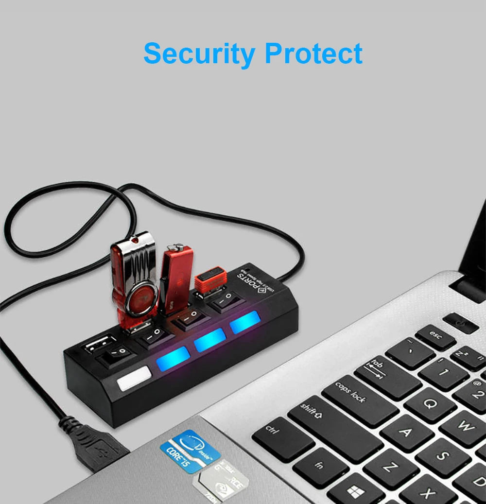 4-IN-1 USB HUB USB Splitter USB 2.0 Adapter Multi HUB USB2.0 Extension HUB - Hiddengem