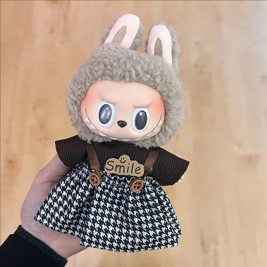 2025 New Labubu Clothing Popular New Products Fashion Velcro 17cm Doll Cute Dress Casual Set Skirt Plush Toy Clothing