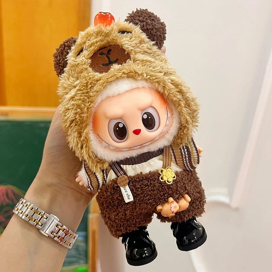2025 New Labubu Clothing Popular New Products Fashion Velcro 17cm Doll Cute Dress Casual Set Skirt Plush Toy Clothing