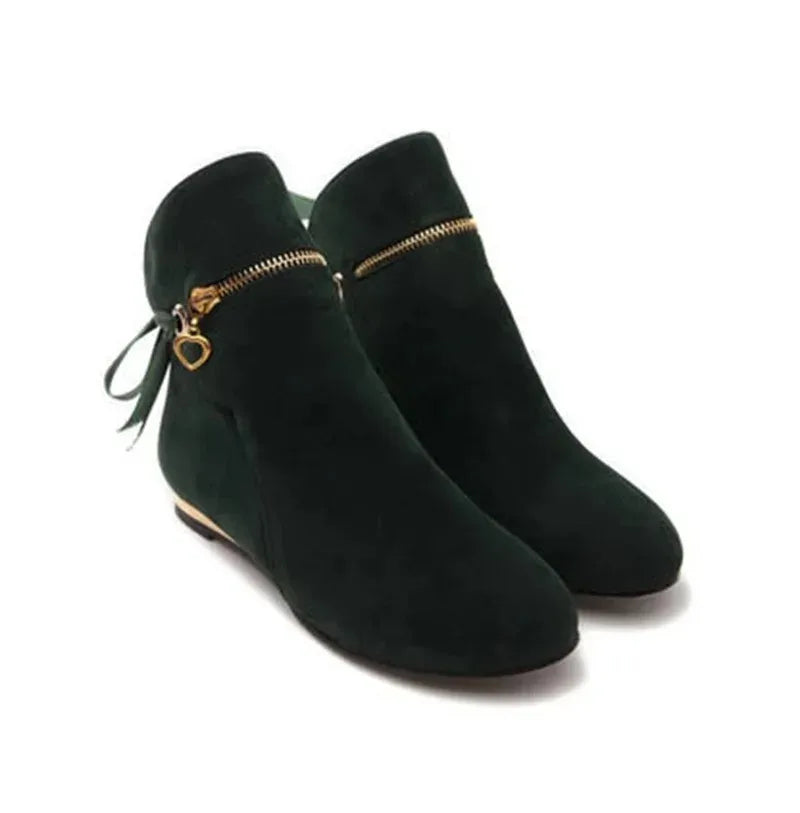 Sweet Bow Ankle Boots Women Faux Suede - Hiddengem