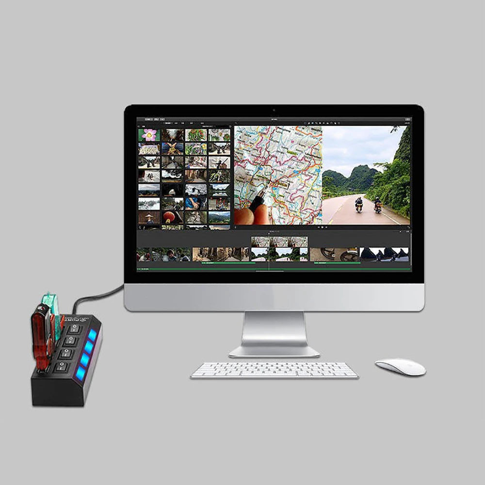 4-IN-1 USB HUB USB Splitter USB 2.0 Adapter Multi HUB USB2.0 Extension HUB - Hiddengem