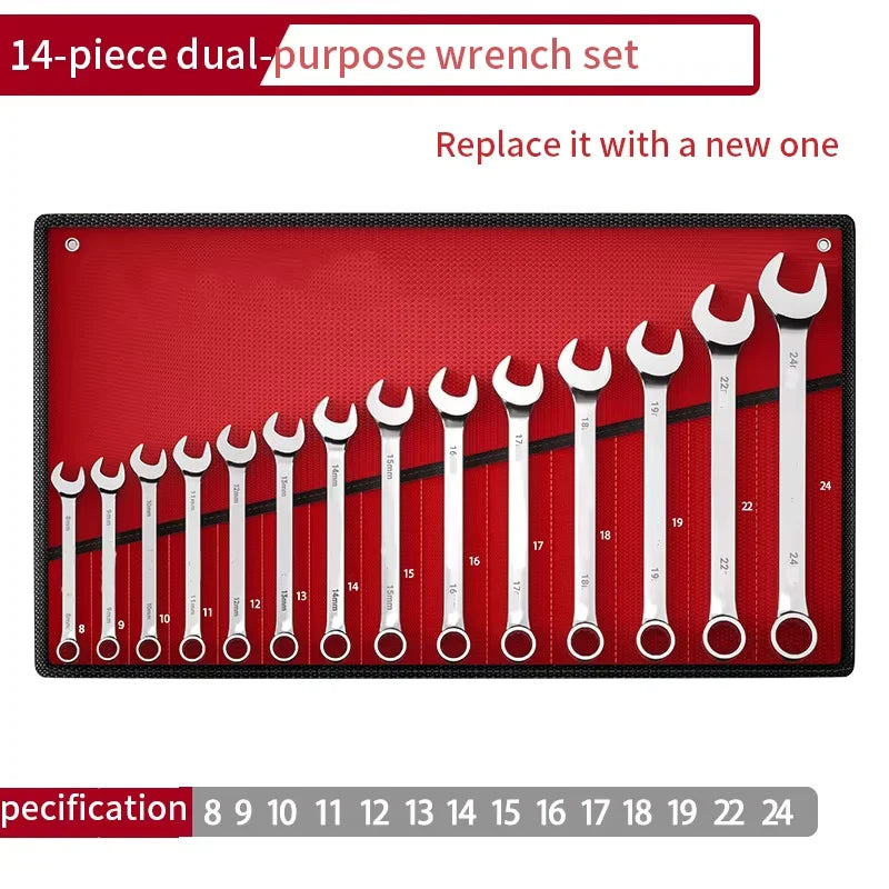 Wrench Set with Roll-Up Pouch, 6-24mm, - Hiddengem
