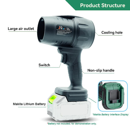 Powerful  Air Blower Turbo Fan with Thrust 550g to Cleaning Fallen Leaves, Snow and Sand Requires 18V Makita Battery