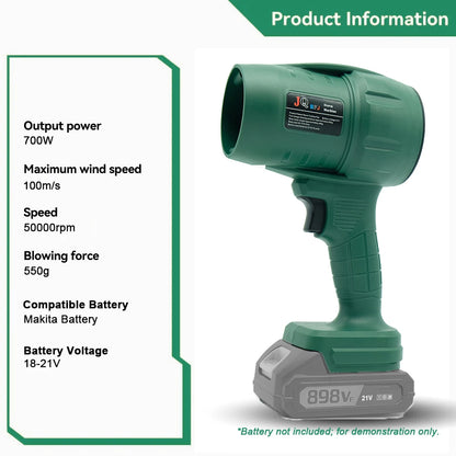 Powerful  Air Blower Turbo Fan with Thrust 550g to Cleaning Fallen Leaves, Snow and Sand Requires 18V Makita Battery