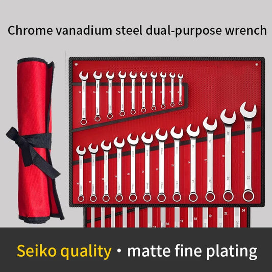 Wrench Set with Roll-Up Pouch, 6-24mm, - Hiddengem